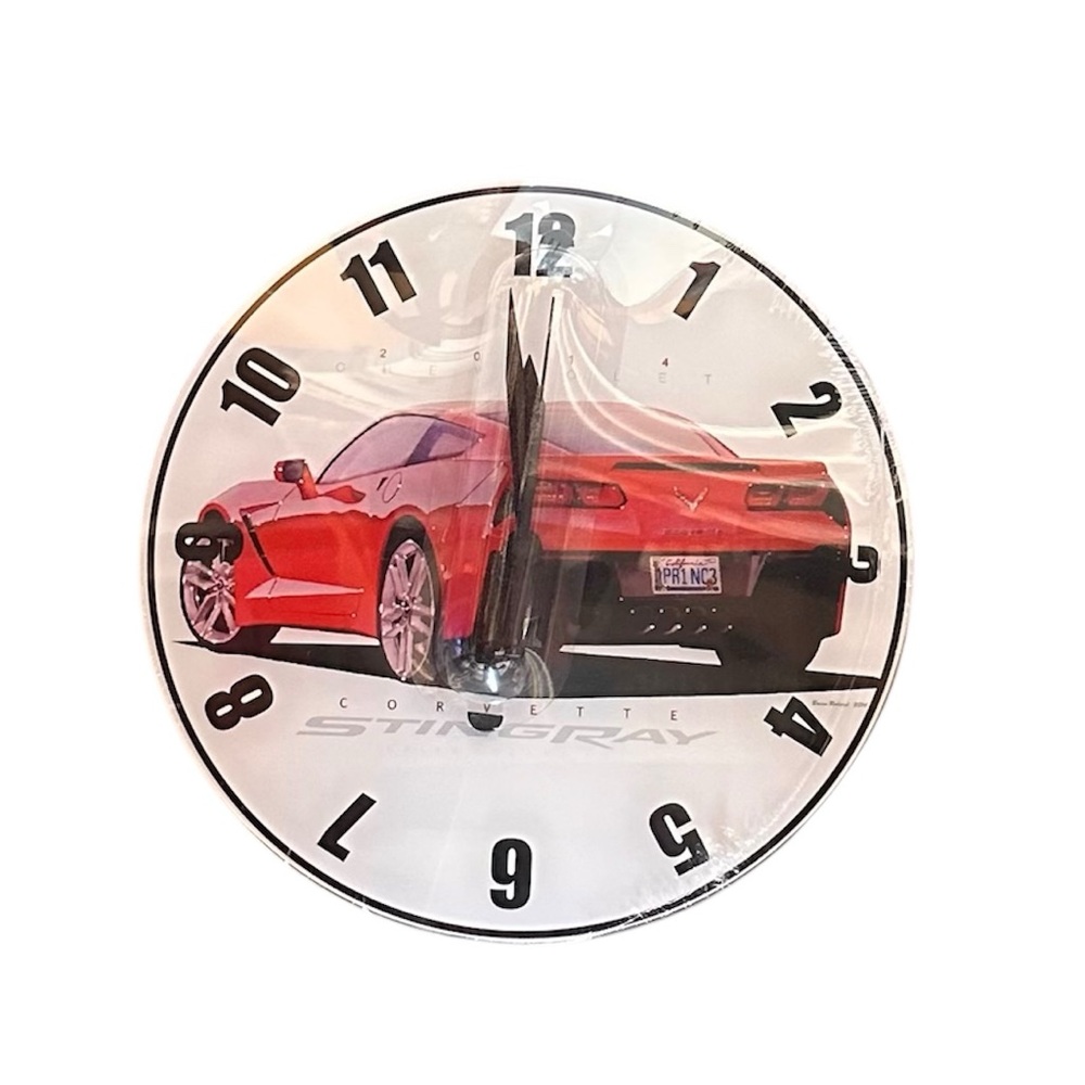 Red Corvette Stingray Wall Clock 2014 brianrolandart.